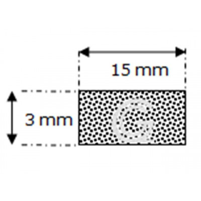 Rectangular sponge rubber cord | 3 x 15 mm| roll 100 meter